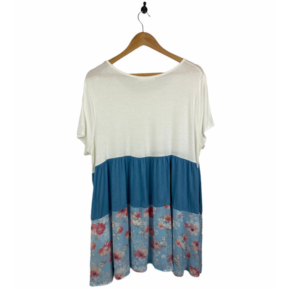 Mai Soli Color Block Floral Blouse 2XL - Picture 2 of 4